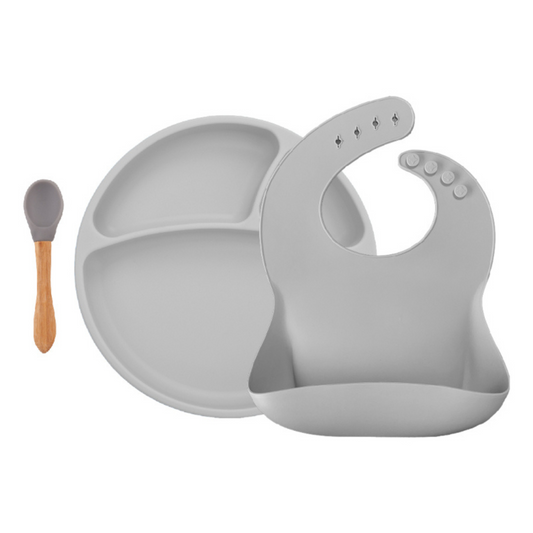 Baby set BLW II made of silicone Powder Grey