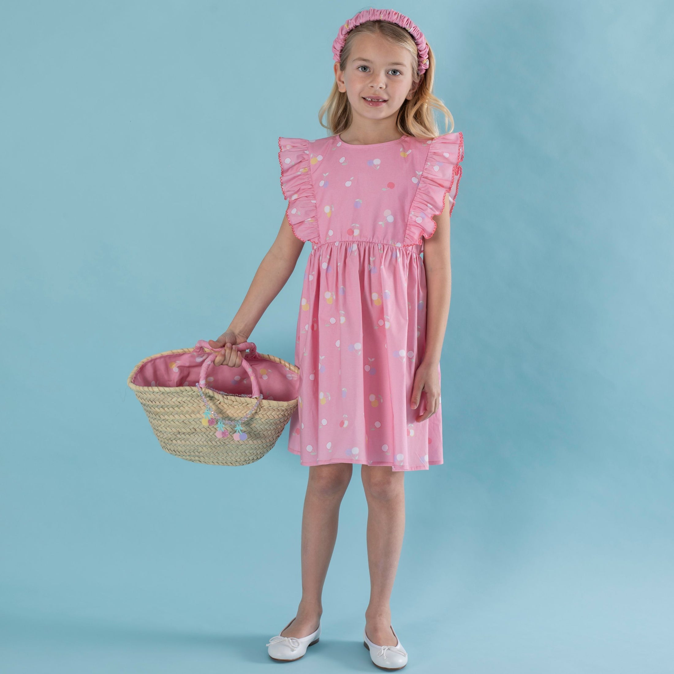 Παιδικό φόρεμα με βολάν Κεράσια Perle D'azur