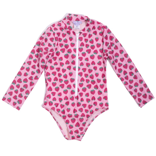 Παιδικό μαγιό μακρυμάνικο ροζ Φράουλες Perle d'azur