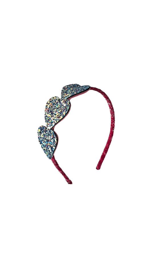 Παιδική στέκα μαλλιών με πολύχρωμο γκλίτερ Hearts