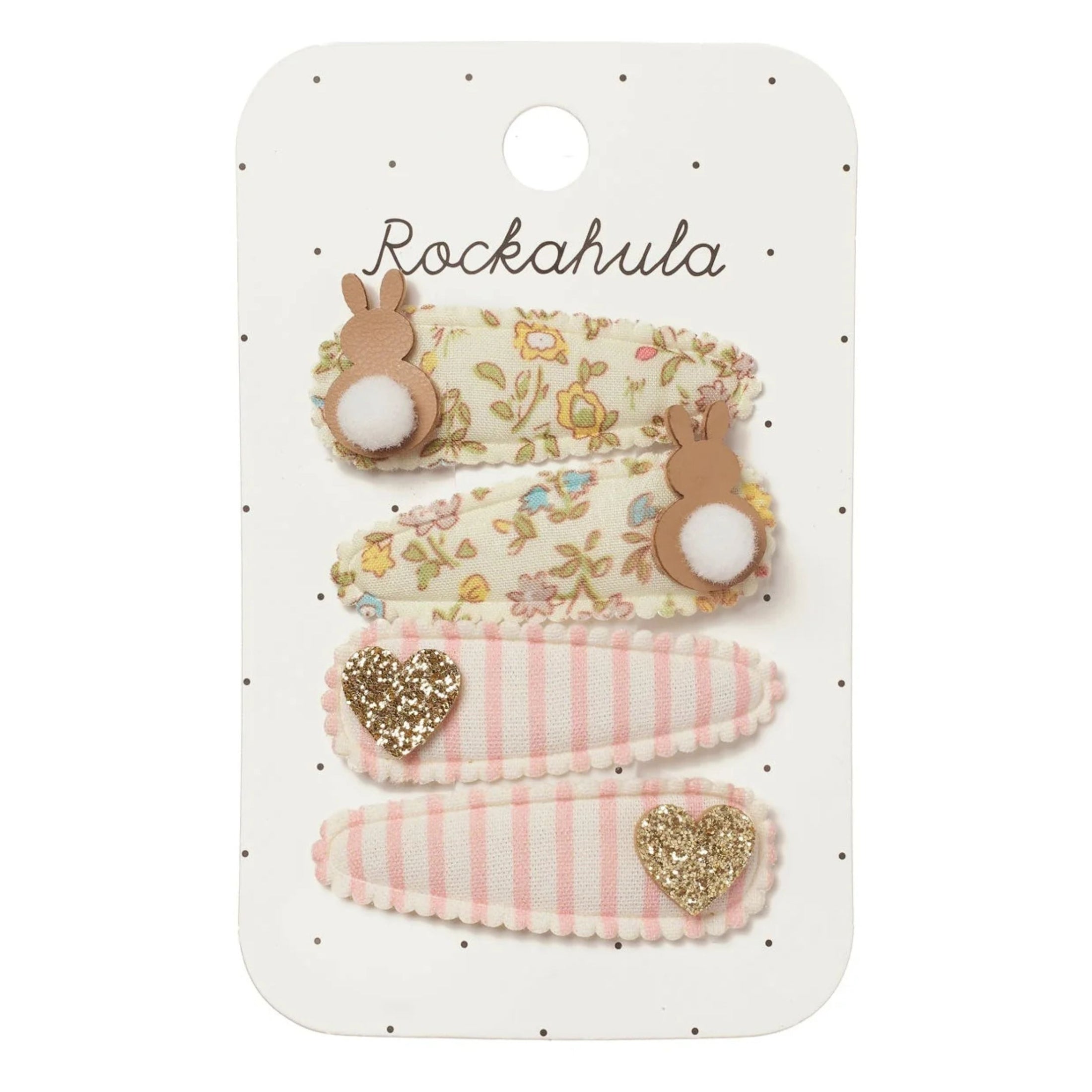 Παιδικά κλιπ μαλλιών δυο σετ Λαγουδάκι Καρδιά Rockahula