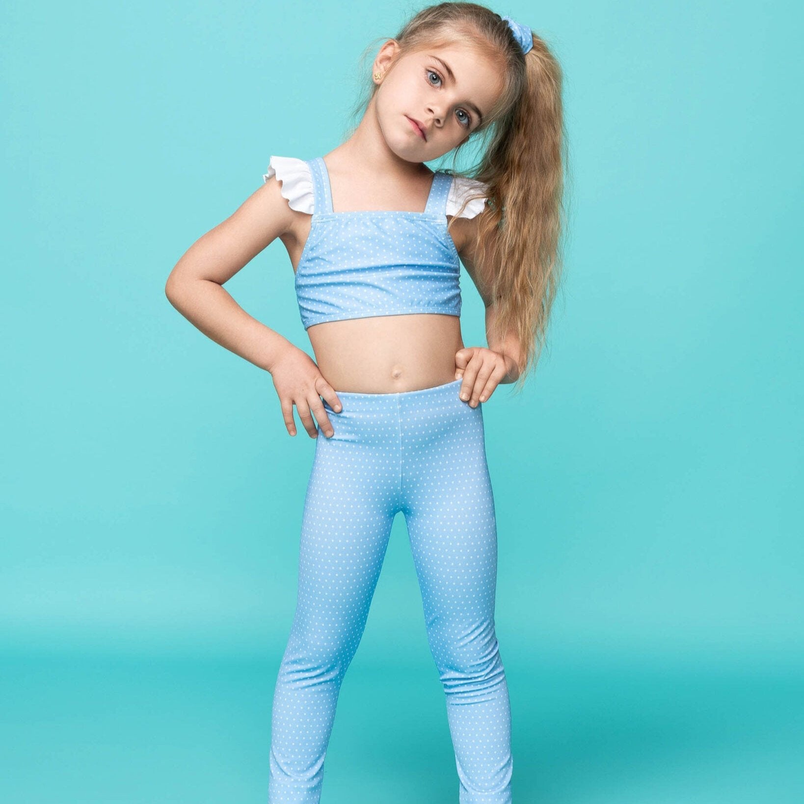 Girls blue polka dot leggings