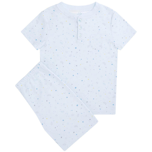 Children's Summer Pajama Set Star & Crown Blue