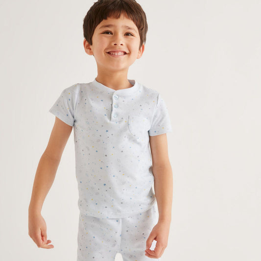 Children's Summer Pajama Set Star & Crown Blue