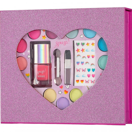 Παιδικό κουτί δώρου μωβ Καρδιά με καλλυντικά Souza
