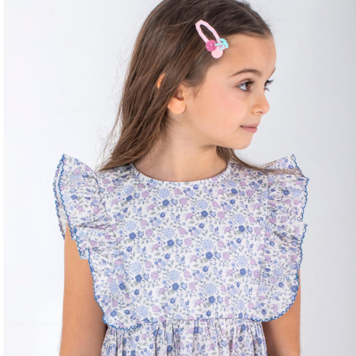 Παιδικό φόρεμα με βολάν blue floral Perle D'azur