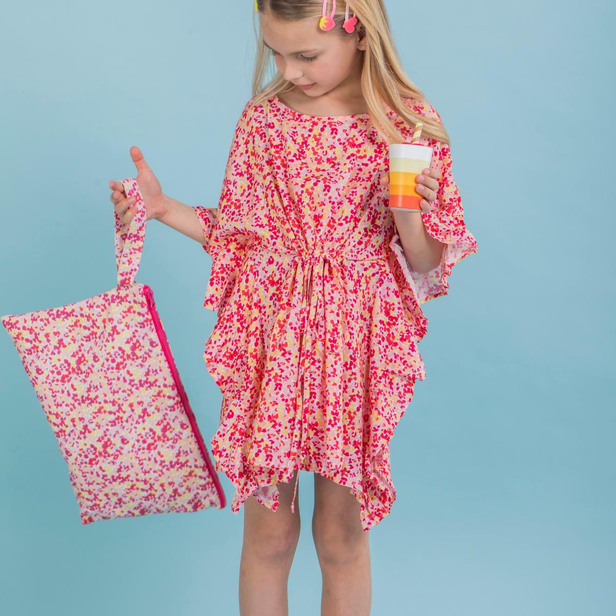 Παιδικό καφτάνι pink floral Perle D'azur