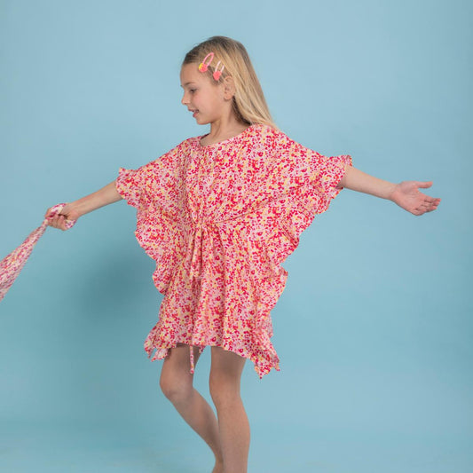 Παιδικό καφτάνι pink floral Perle D'azur