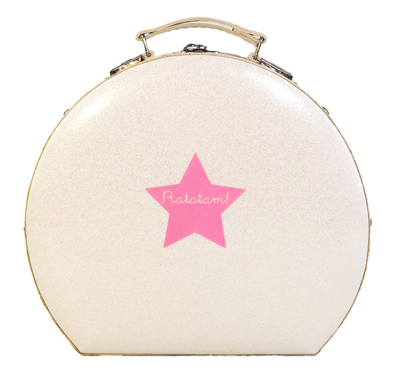 Girls suitcase white with pink star 25 CM