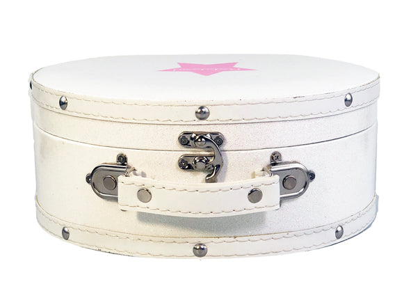 Girls suitcase white with pink star 25 CM