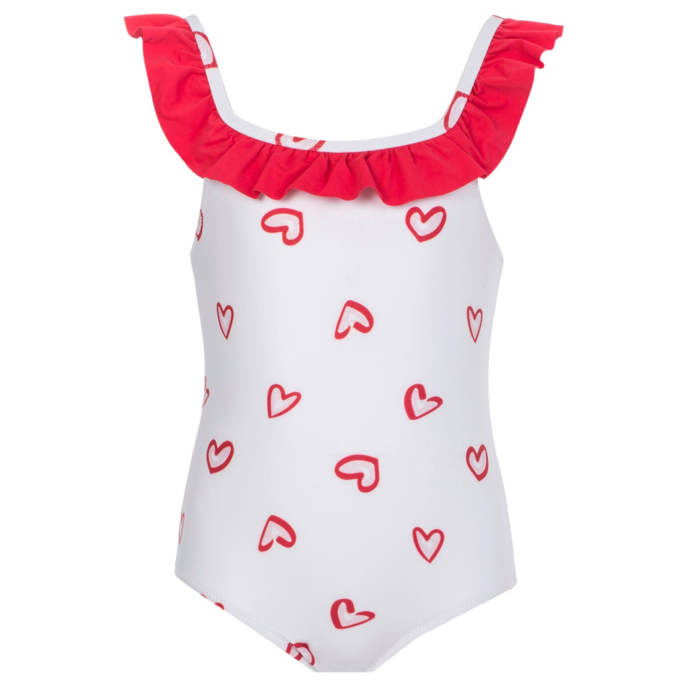 Girls One-Piece Swimsuit Hearts Round Neck