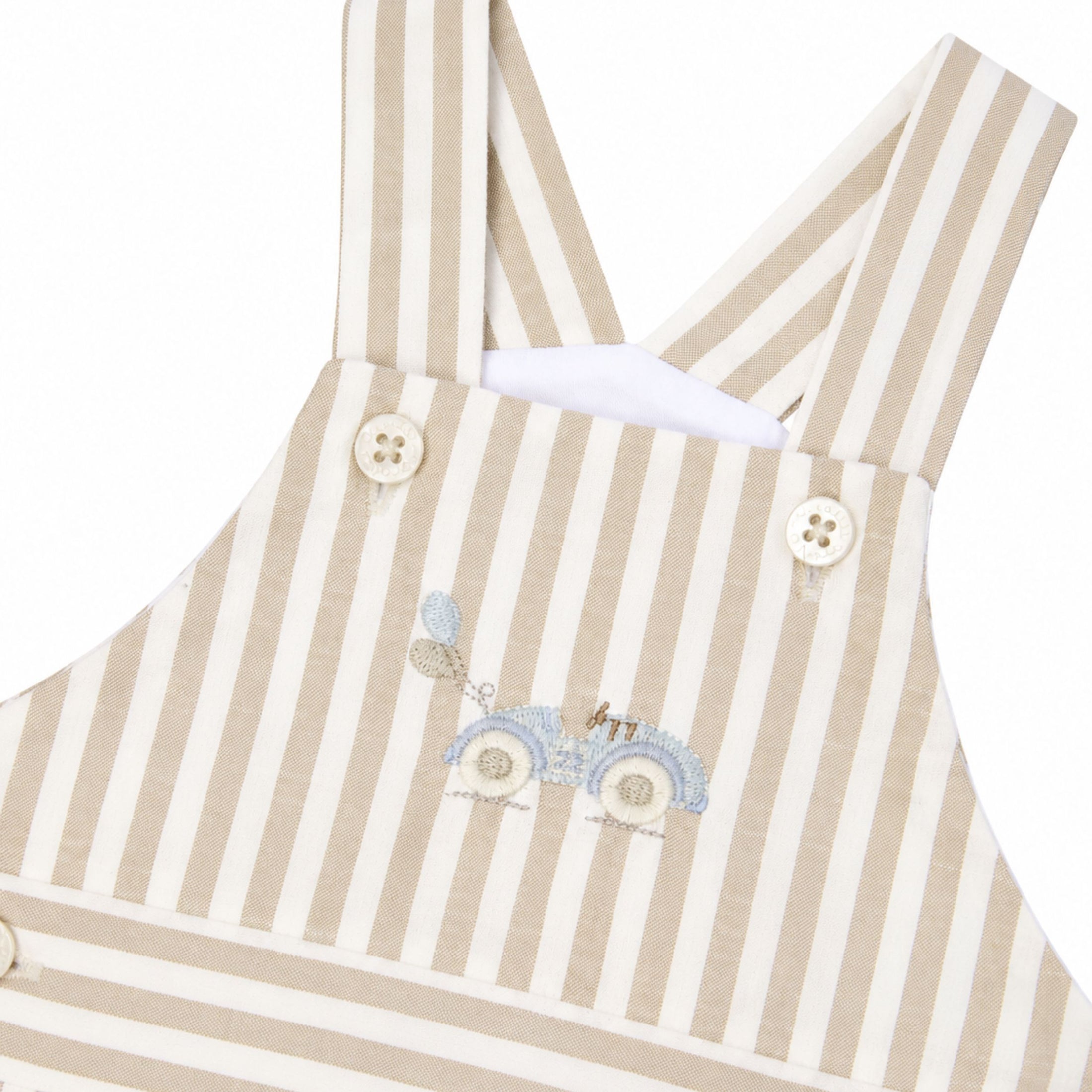 Βρεφική σαλοπέτα ivory sepia Alfie Stripe Race Car Marie-Chantal