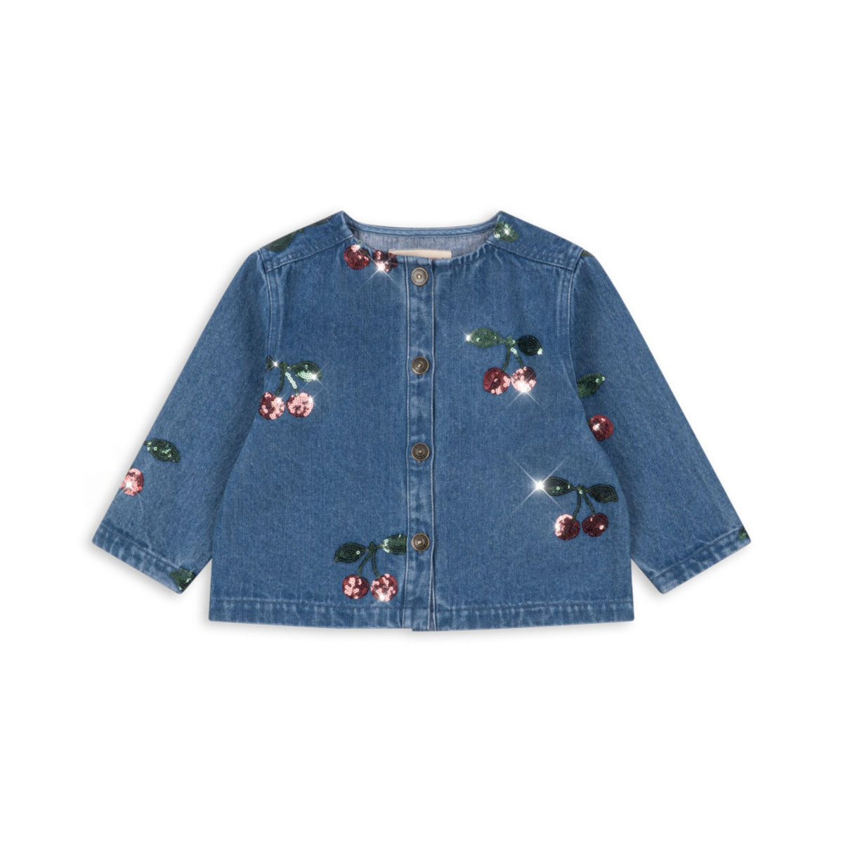 Βρεφικό denim jacket με παγιέτες κερασάκια Magot Sequin Konges Slojd