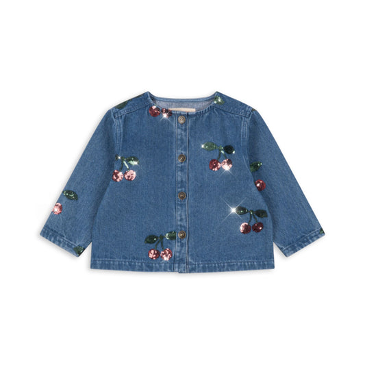 Βρεφικό denim jacket με παγιέτες κερασάκια Magot Sequin Konges Slojd