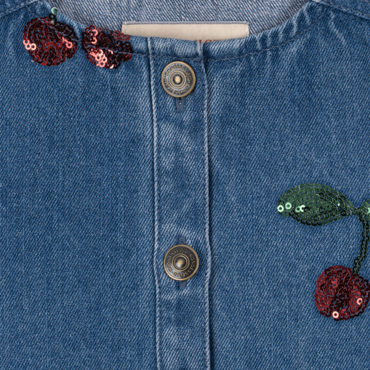 Βρεφικό denim jacket με παγιέτες κερασάκια Magot Sequin Konges Slojd