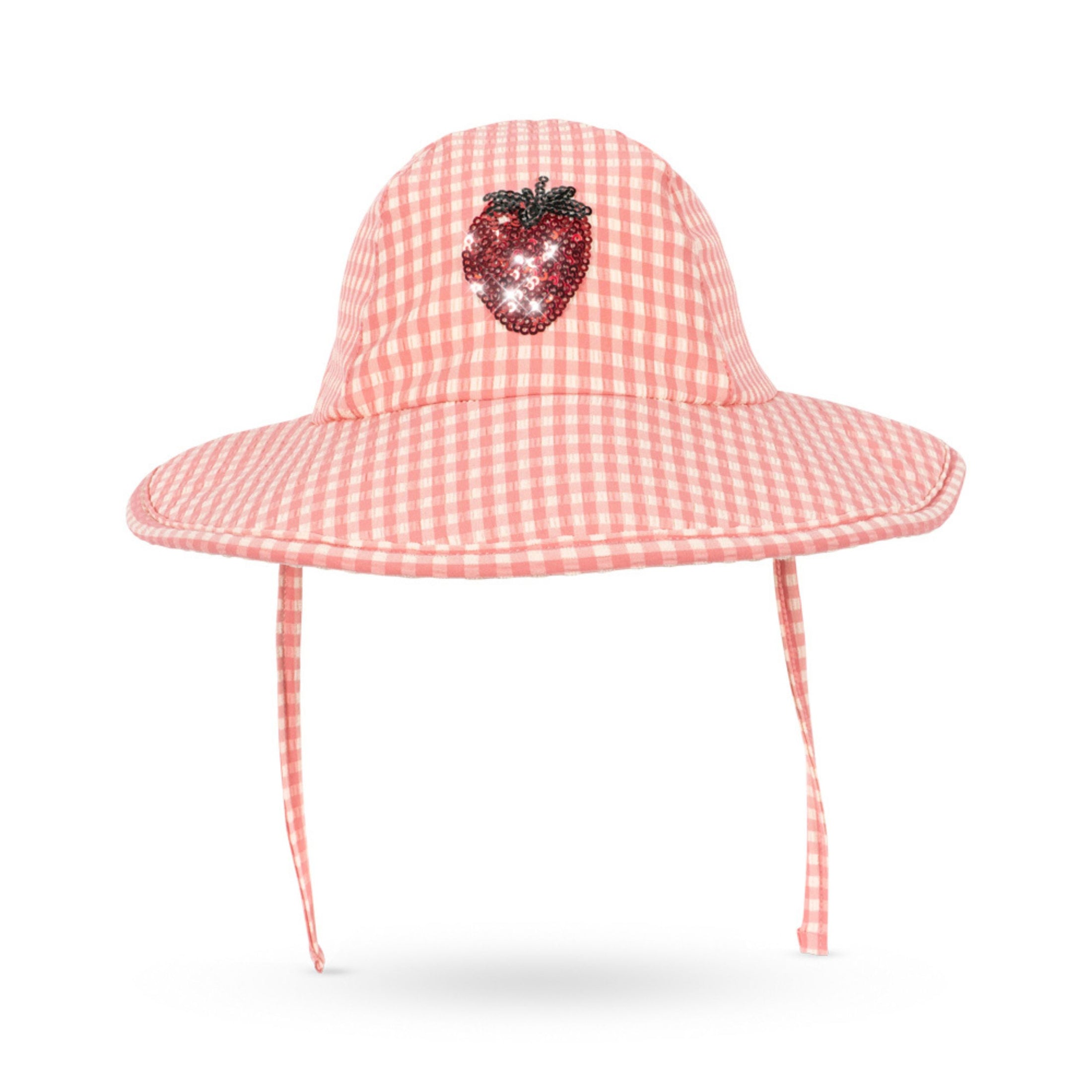 Βρεφικό καπέλο καρό με φραουλίτσα & UV Konges Slojd