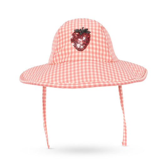 Βρεφικό καπέλο καρό με φραουλίτσα & UV Konges Slojd