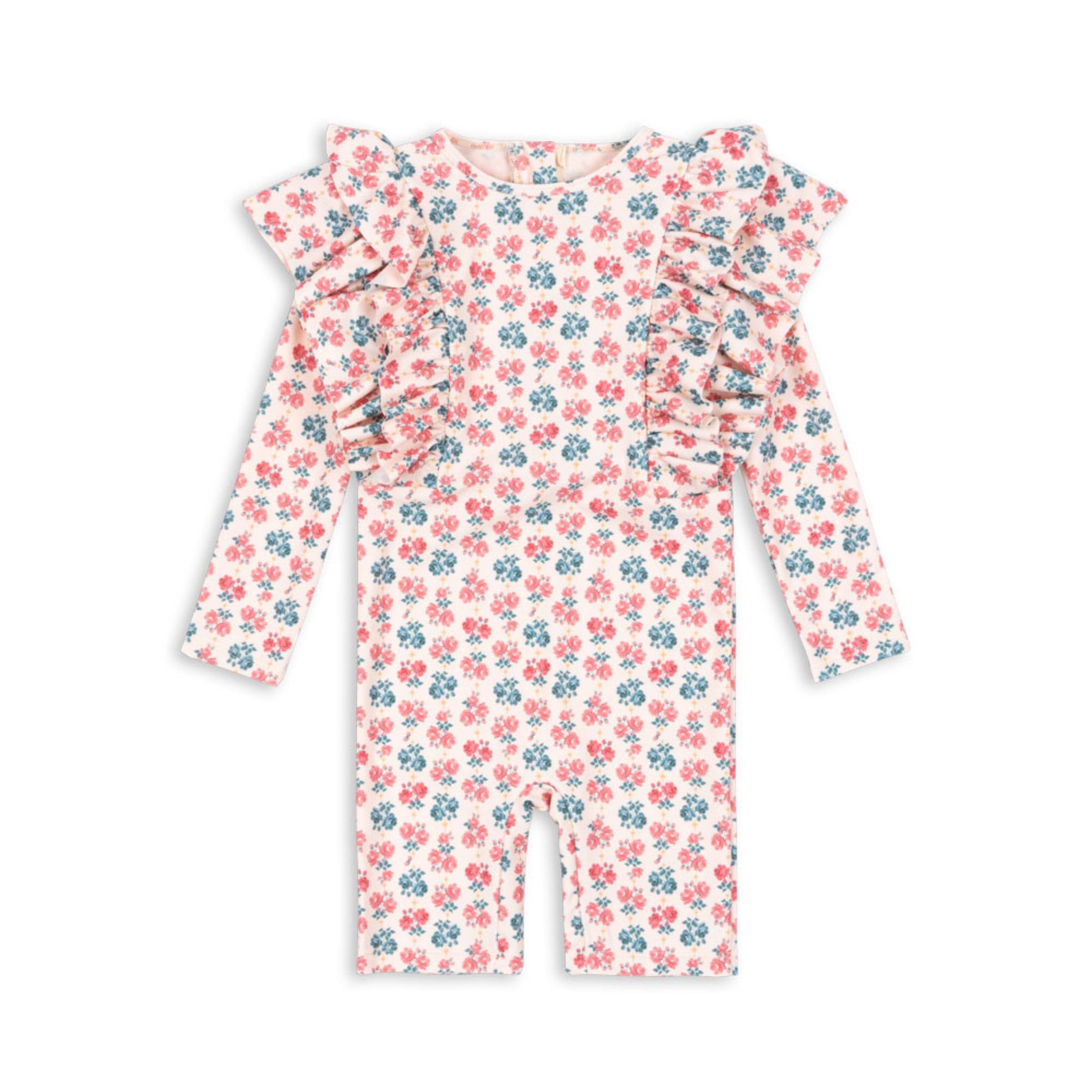 Βρεφικό ολόσωμο μαγιό floral με βολάν Konges Slojd