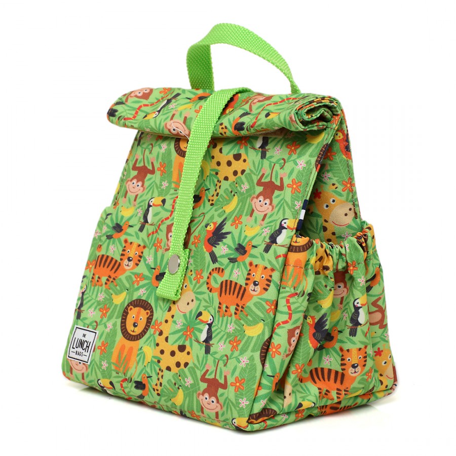 Jungle kids lunch bag with lime handles