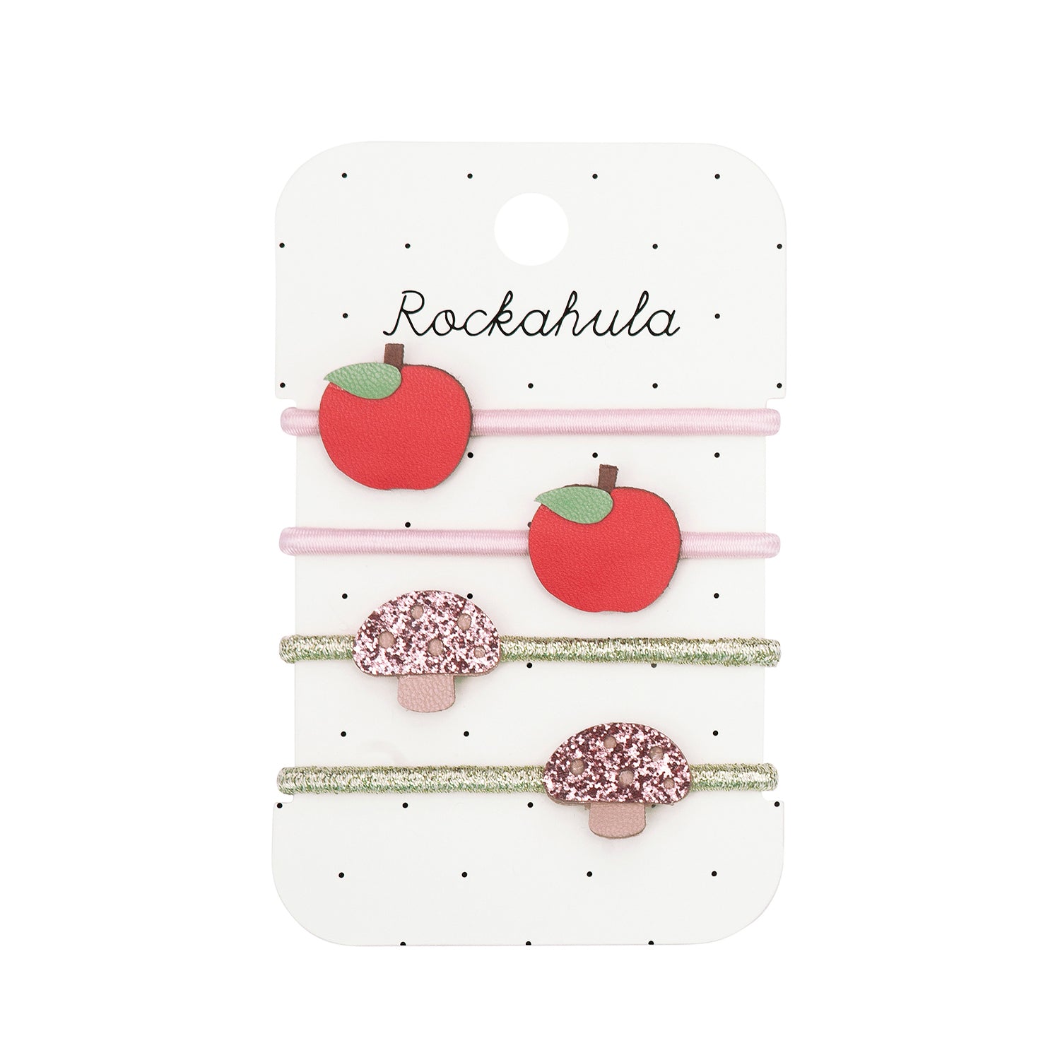 Rosy Apple And Toadstool Girls Hair Scrunchies