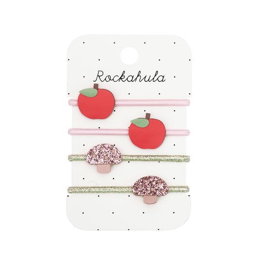 Rosy Apple And Toadstool Girls Hair Scrunchies