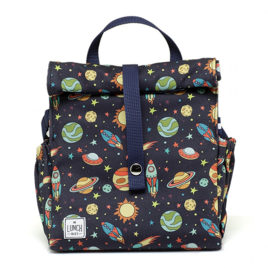 Space kids lunch bag with blue handles