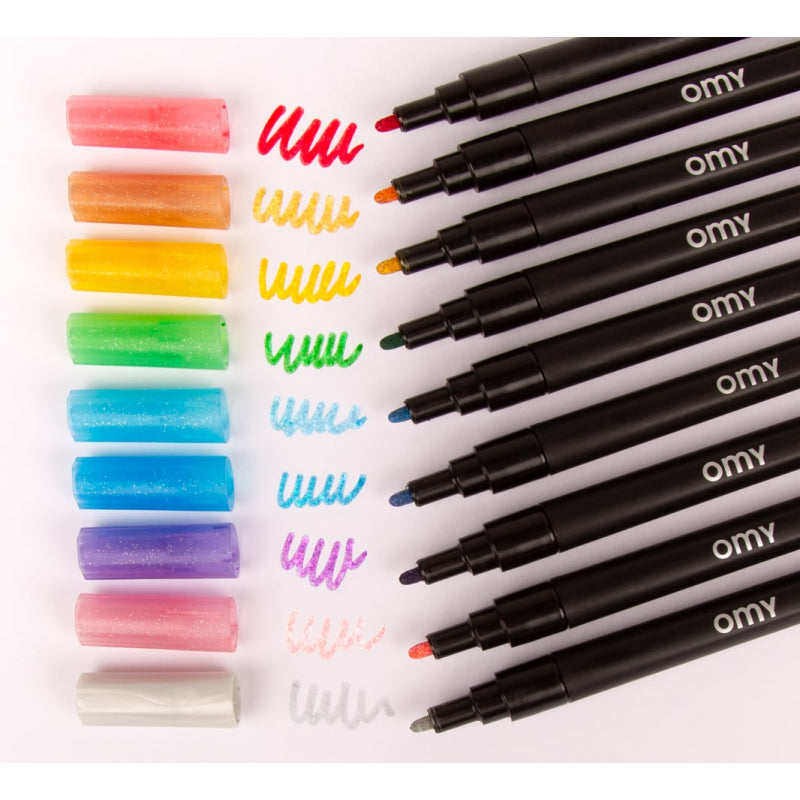 Set of 9 glitter markers