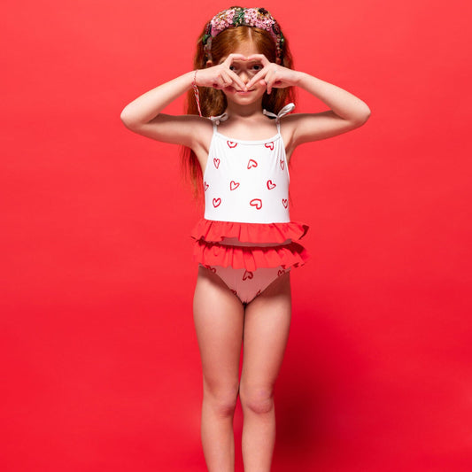 Girls One-Piece Swimsuit Hearts Ballerina