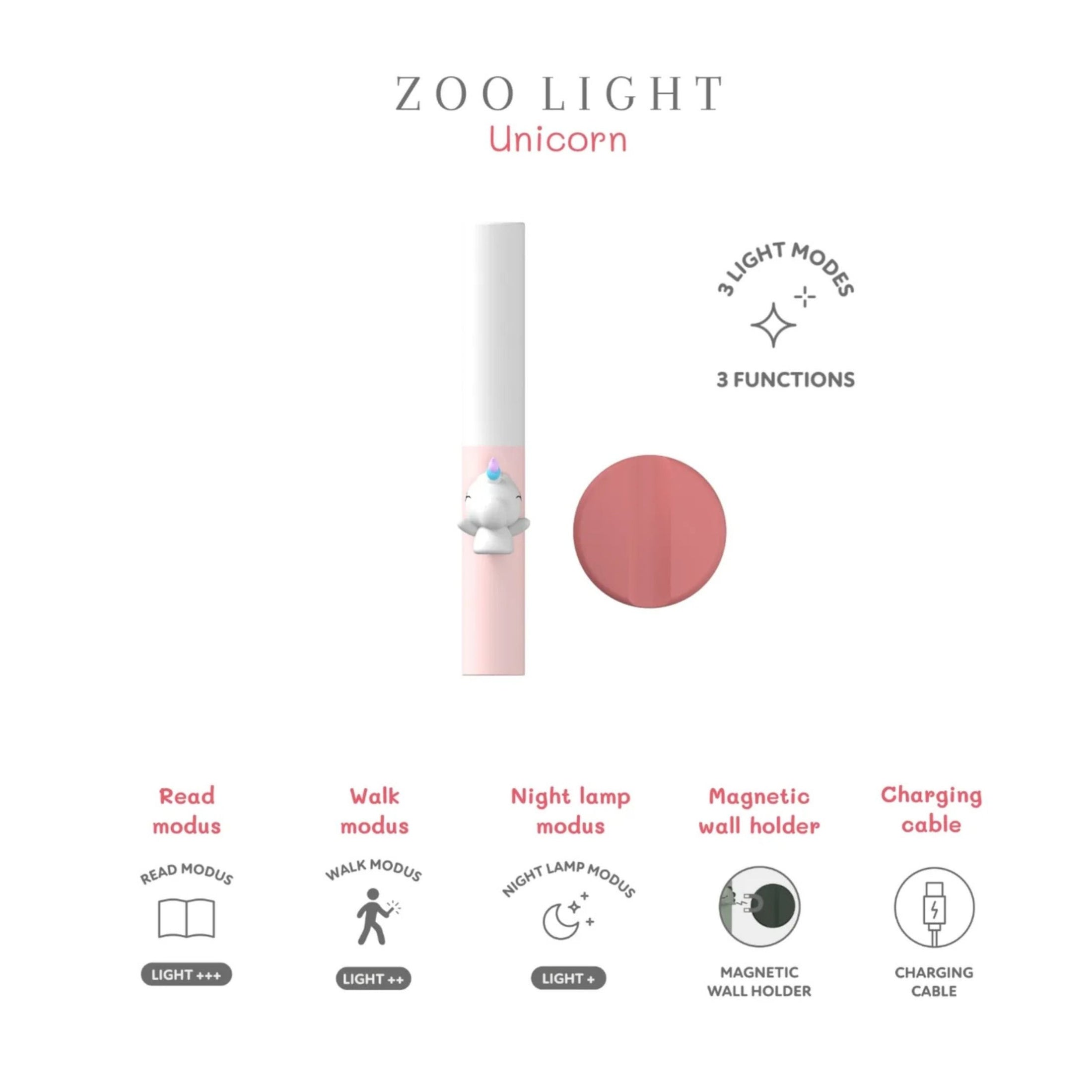 Φορητό φως νυχτός 3 σε 1 Zoo light Μονόκερος The Zoo Family