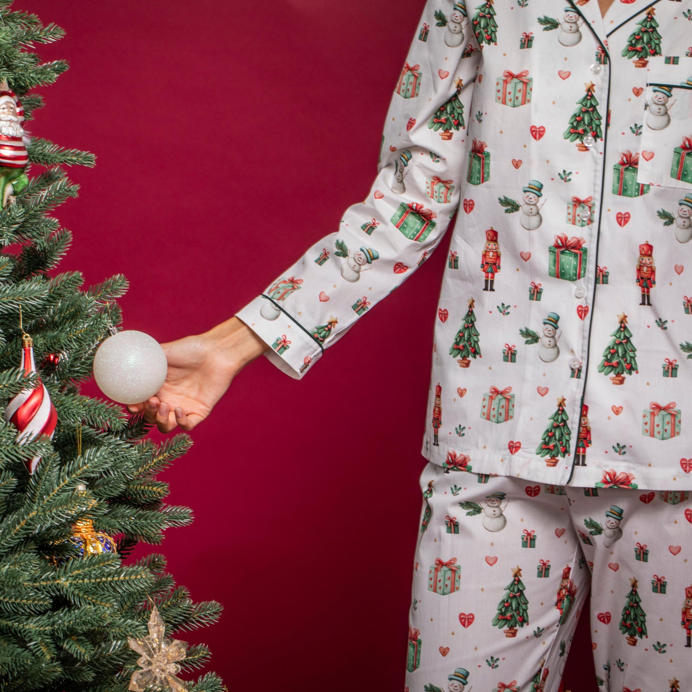 Γυναικεία πιτζάμα Christmas Joy poplin Perle D'azur