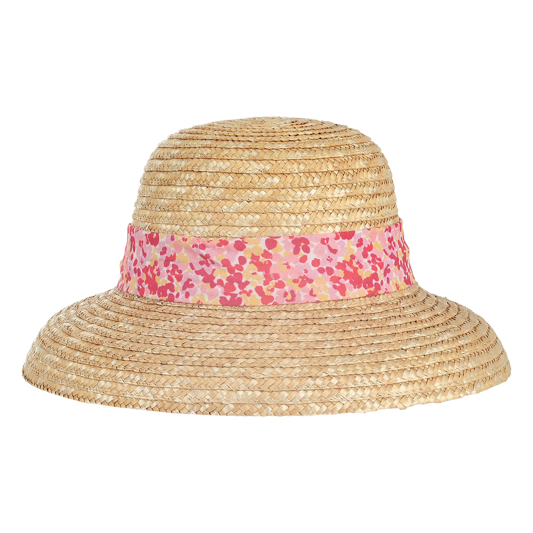 Γυναικείο ψάθινο καπέλο pink floral Perle D'azur