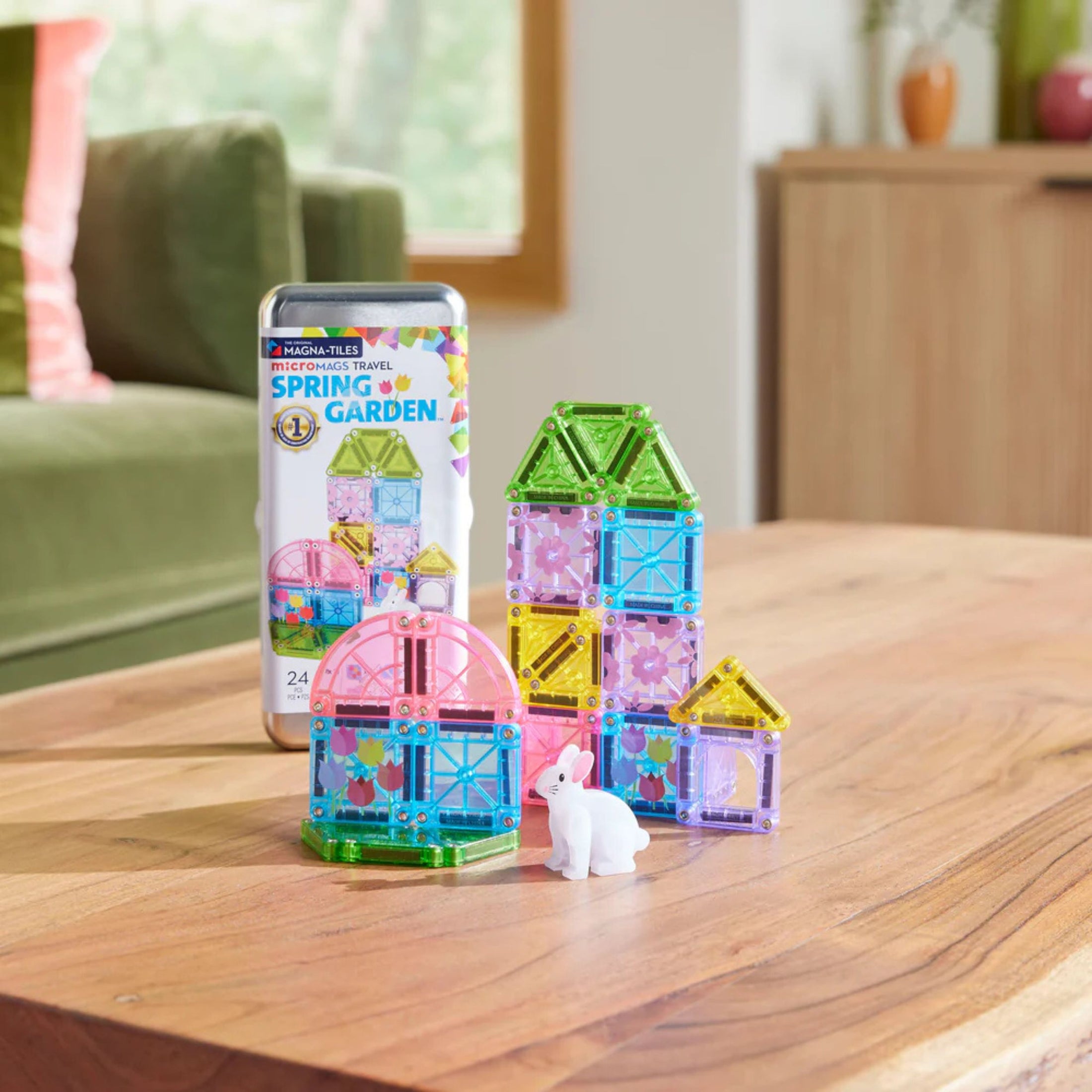 Μαγνητικό παιχνίδι microMAGS Travel Spring Garden 24 τεμάχια Magna-Tiles