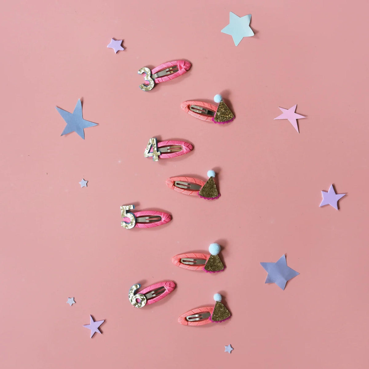 Παιδικά κλιπ μαλλιών Birthday με αριθμούς Glitter Rockahula
