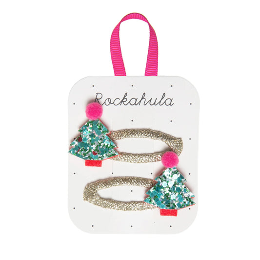 Παιδικά κλιπ μαλλιών Christmas Tree Glitter Rockahula