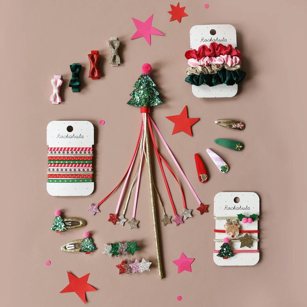 Παιδικά κλιπ μαλλιών Christmas Tree Glitter Rockahula