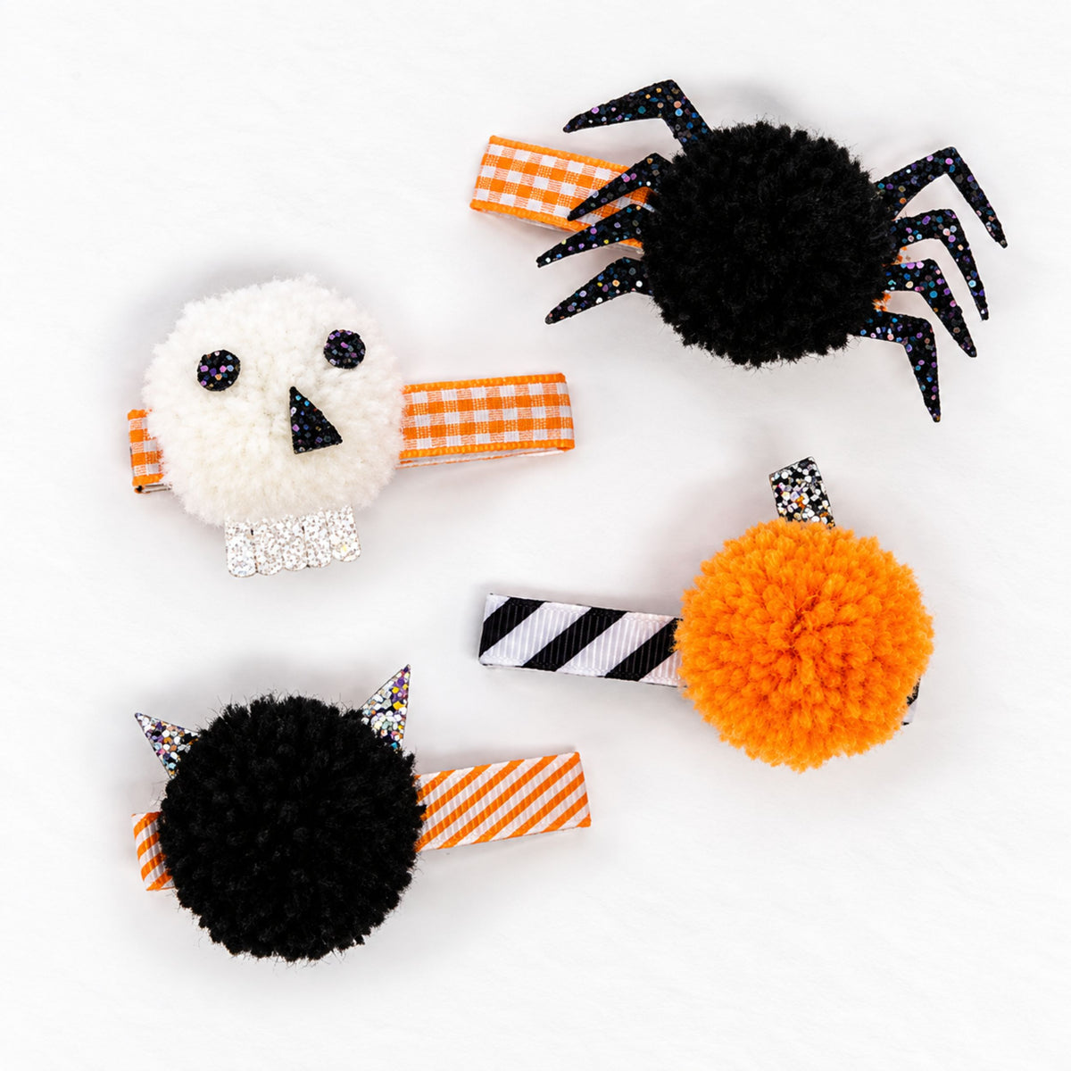 Παιδικά κλιπ μαλλιών Halloween Pompom 4 τμχ Meri Meri