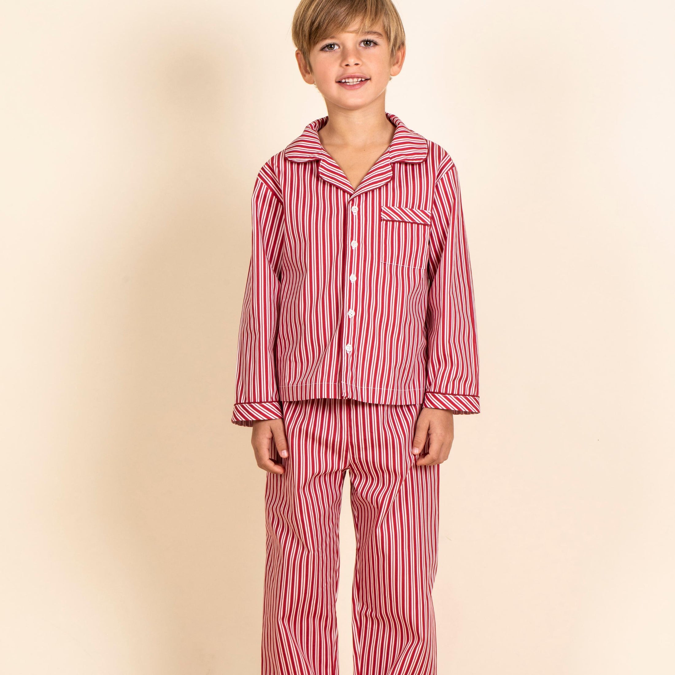 Παιδική πιτζάμα Classic holiday red stripes poplin Perle D'azur
