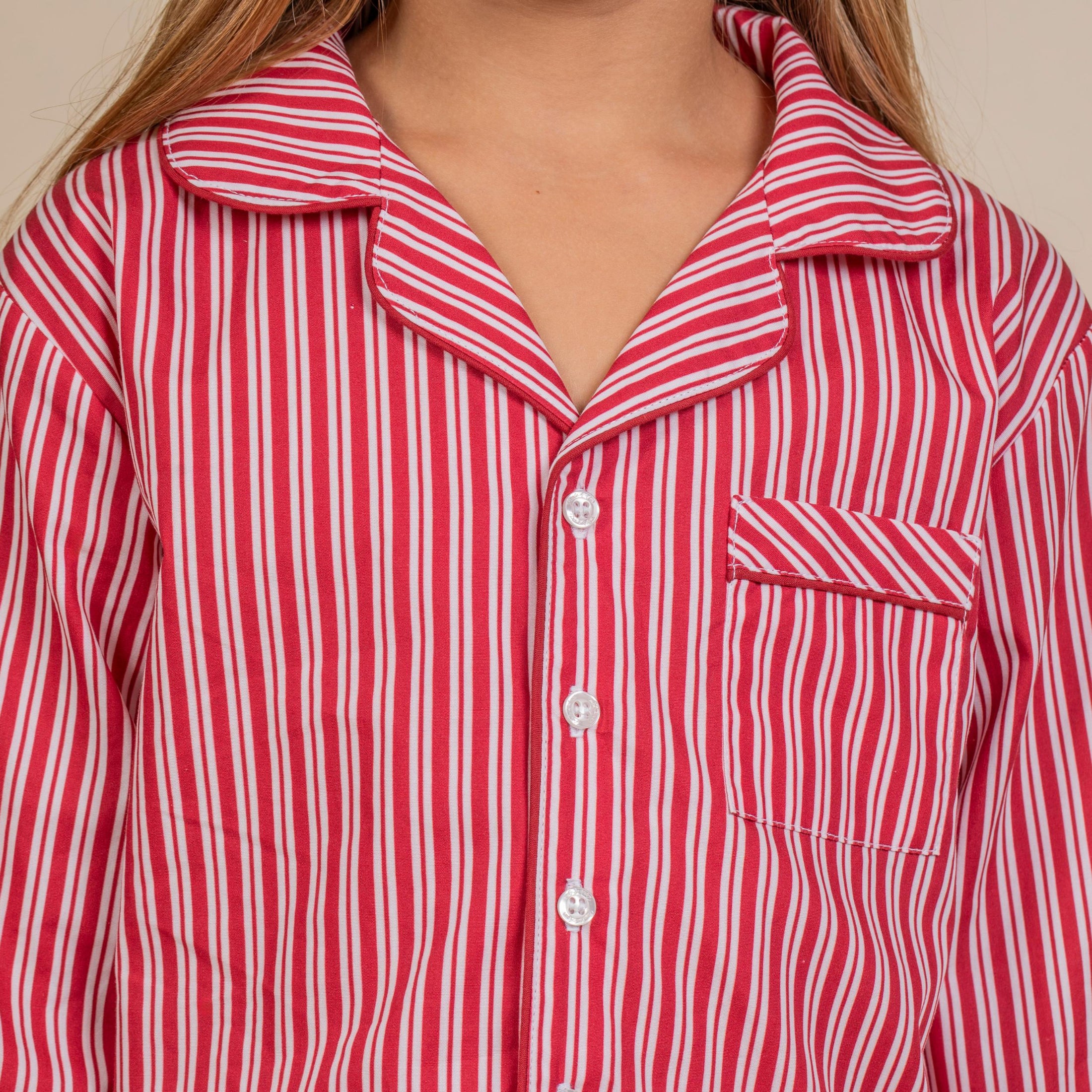 Παιδική πιτζάμα Classic holiday red stripes poplin Perle D'azur