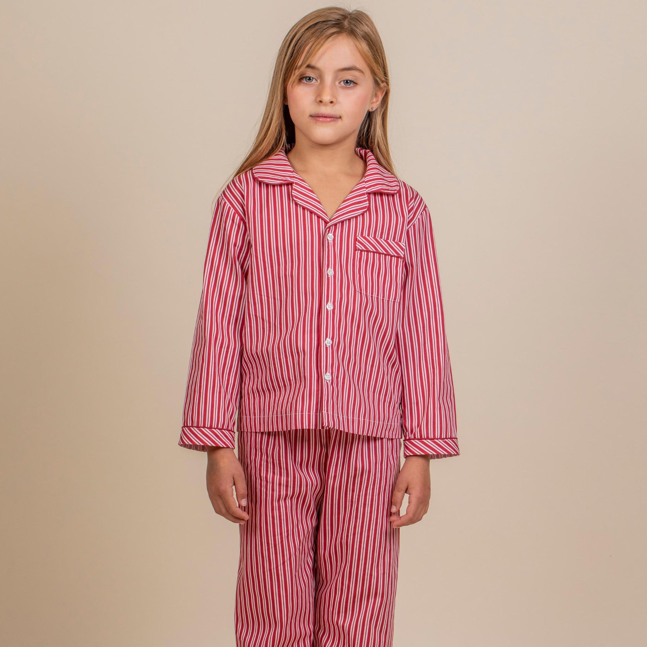 Παιδική πιτζάμα Classic holiday red stripes poplin Perle D'azur