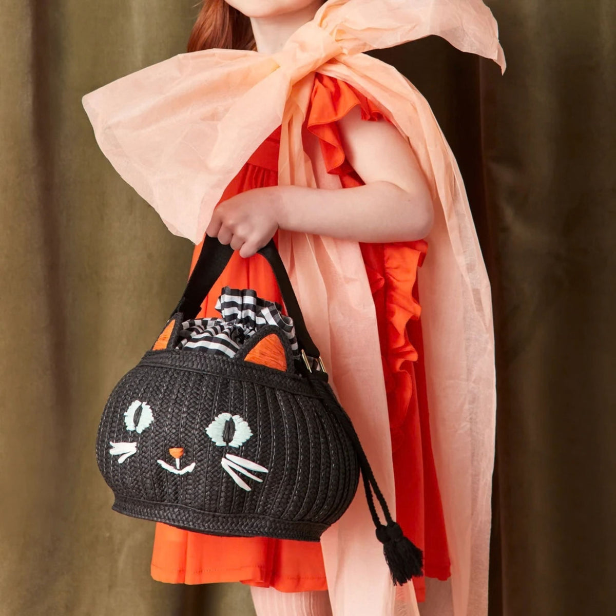 Παιδική τσάντα πλεκτή μαύρη Halloween Cat Meri Meri
