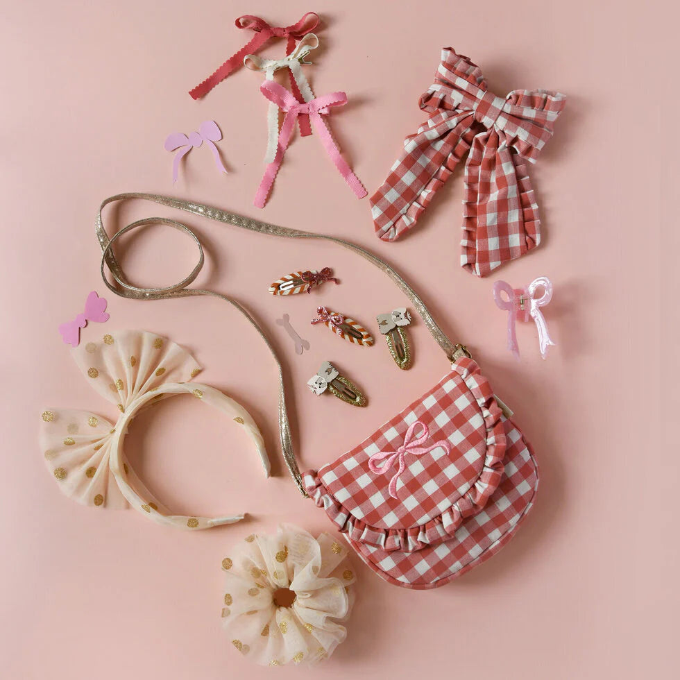 Παιδική τσάντα καρό με βολάν και φιόγκο Rockahula