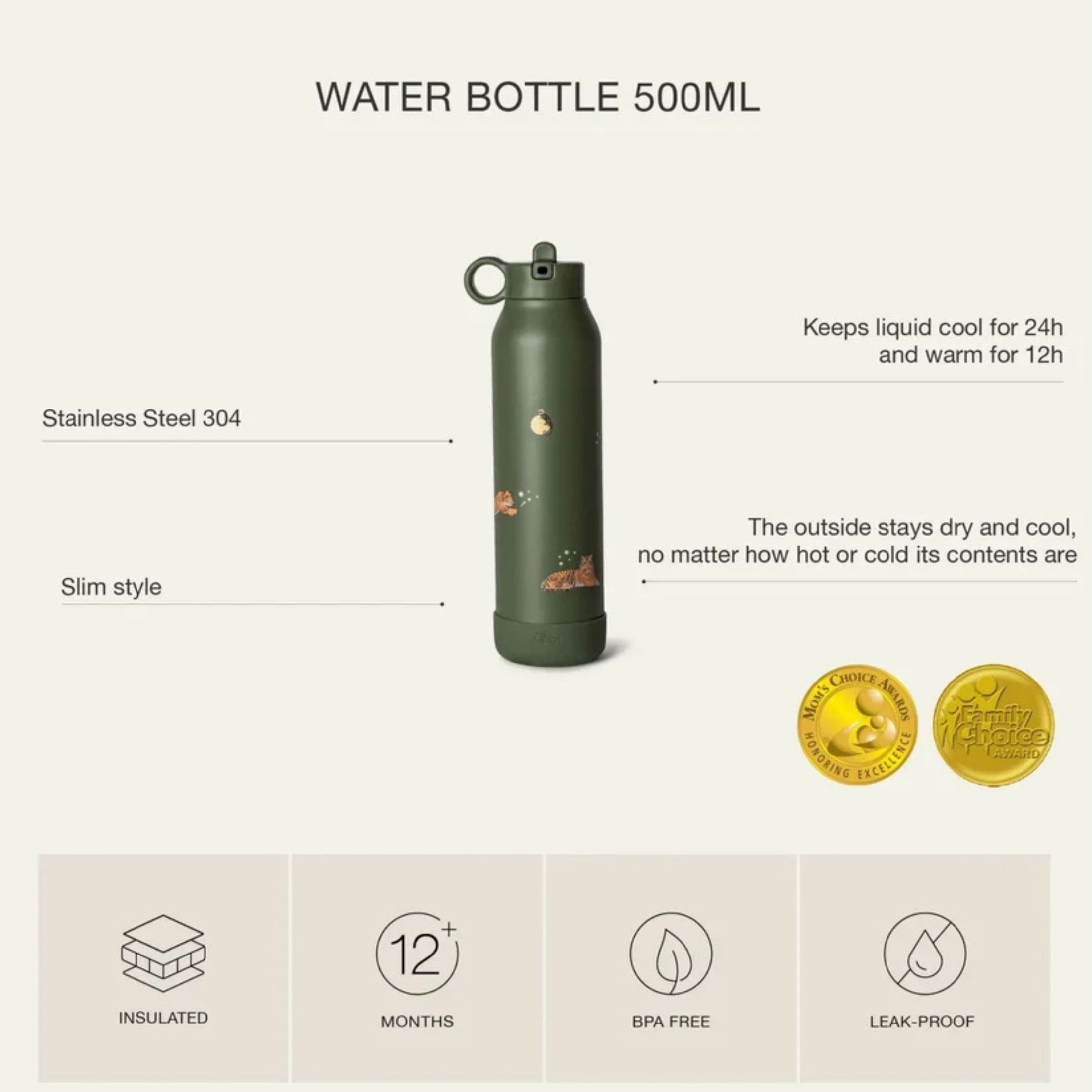 Παιδικό ανοξείδωτο παγούρι θερμός Τίγρη 500ml Citron