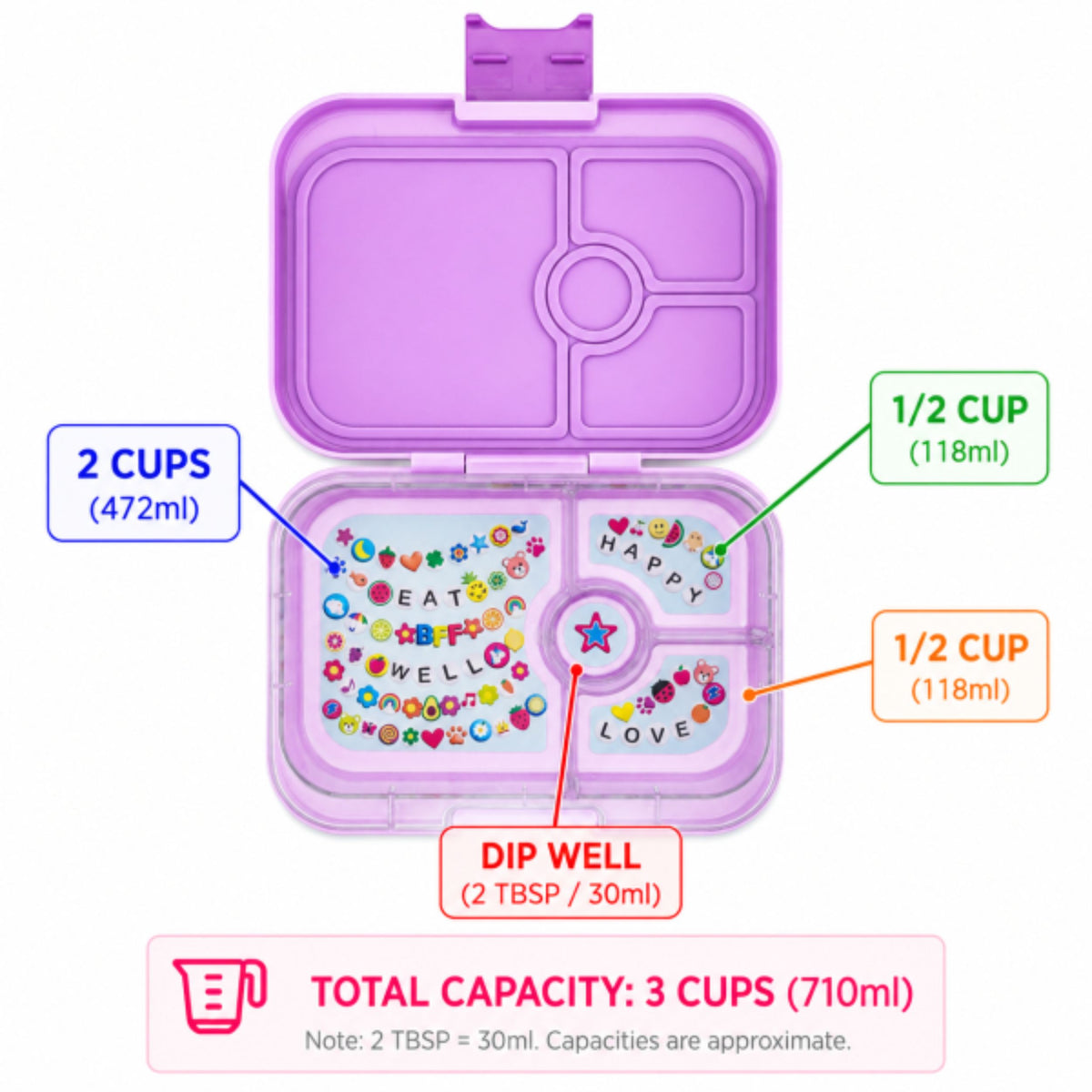Παιδικό φαγητοδοχείο panino με 4 χωρίσματα Friendship μωβ Yumbox