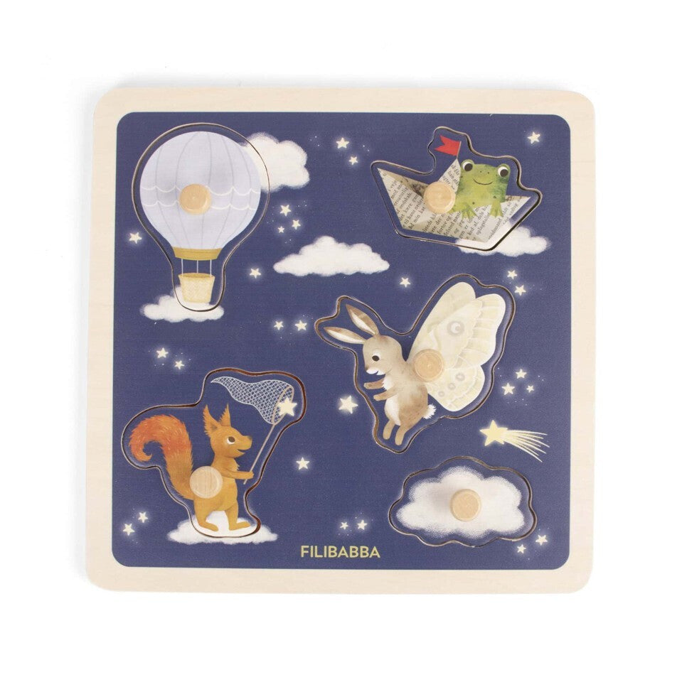 Παιδικό ξύλινο παιχνίδι παζλ με σφηνώματα Little Adventures Filibabba