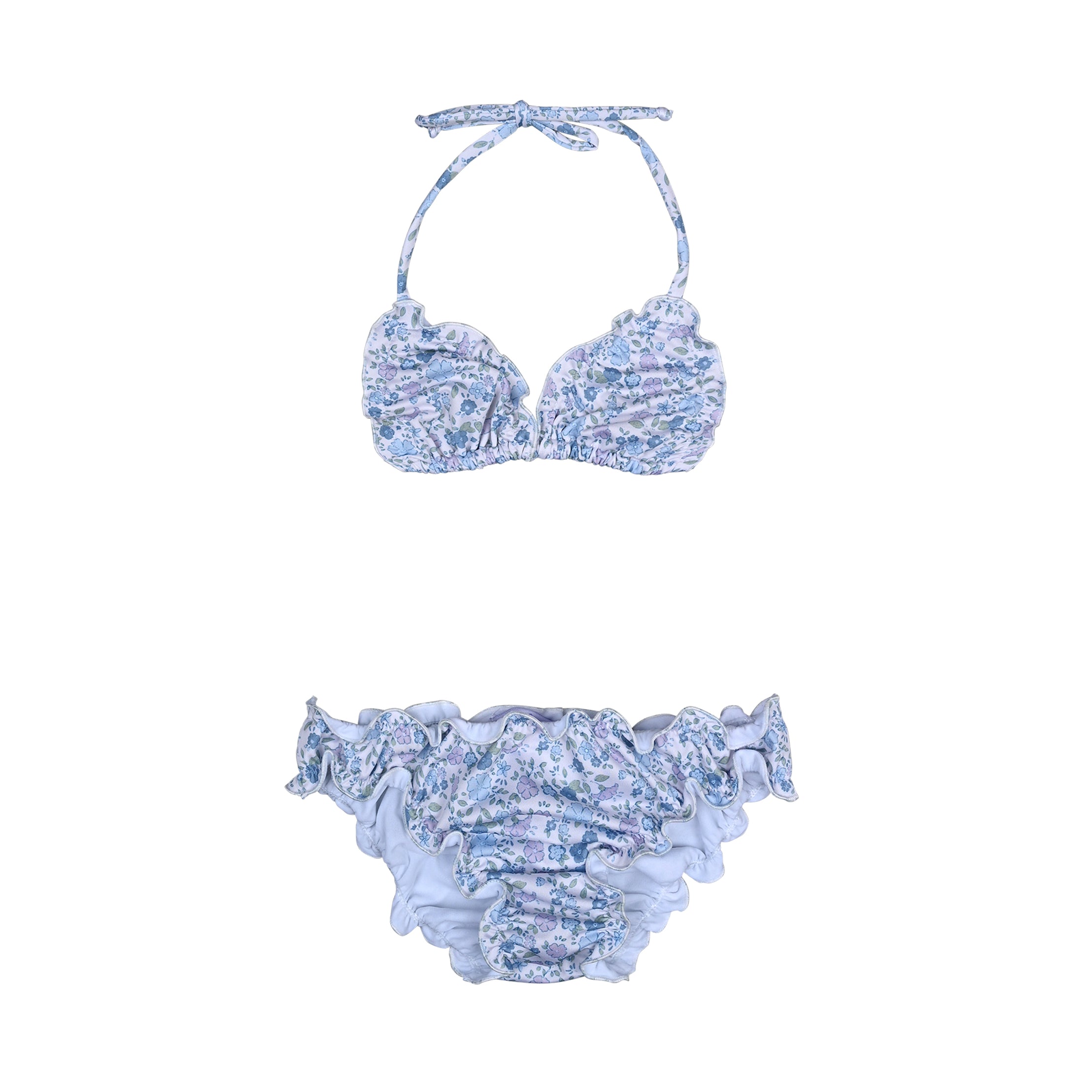 Παιδικό μαγιό φρου φρου μπικίνι blue floral Perle D'azur
