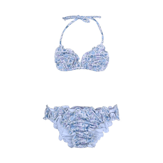 Παιδικό μαγιό φρου φρου μπικίνι blue floral Perle D'azur