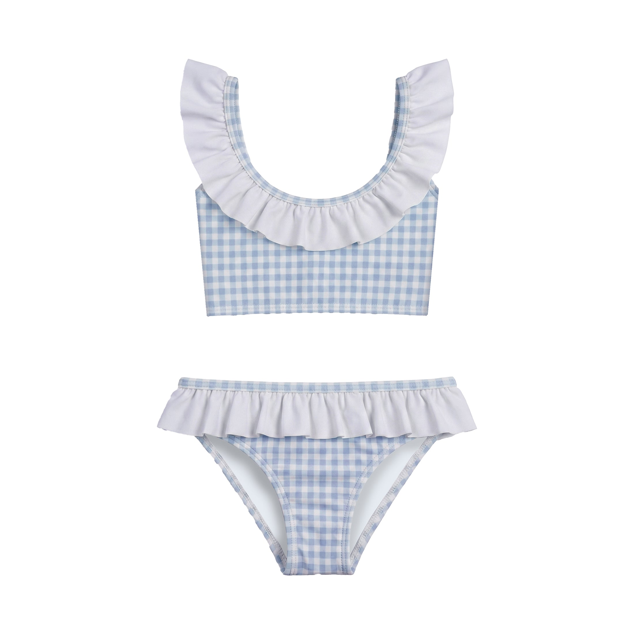 Παιδικό μαγιό μπικίνι Blue Gingham Ruffles Perle D'azur