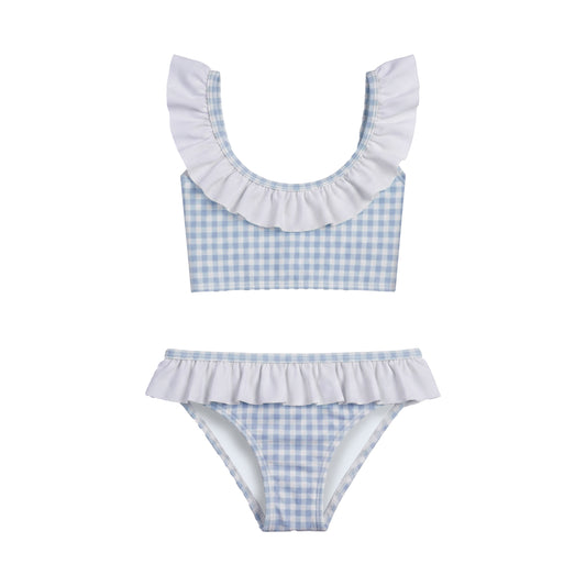 Παιδικό μαγιό μπικίνι Blue Gingham Ruffles Perle D'azur