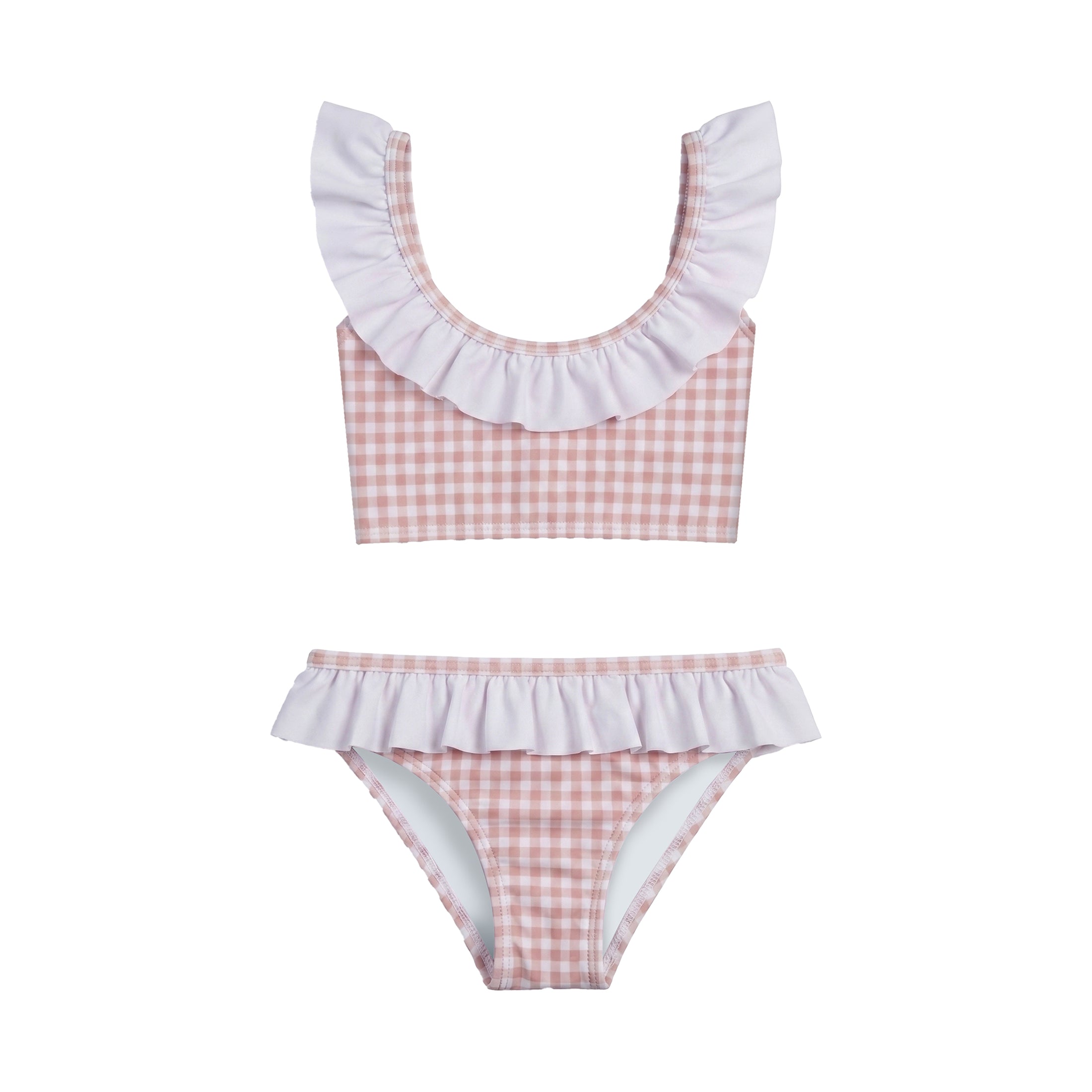 Παιδικό μαγιό μπικίνι nude Gingham Ruffles Perle D'azur