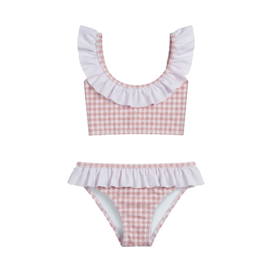 Παιδικό μαγιό μπικίνι nude Gingham Ruffles Perle D'azur